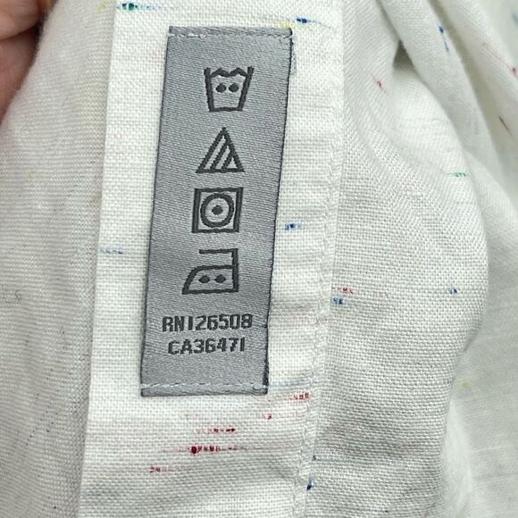 Thomas Dean Mens Button Up Shirt Multicolor Speckled Long Sleeve White Large - Picture 7 of 13